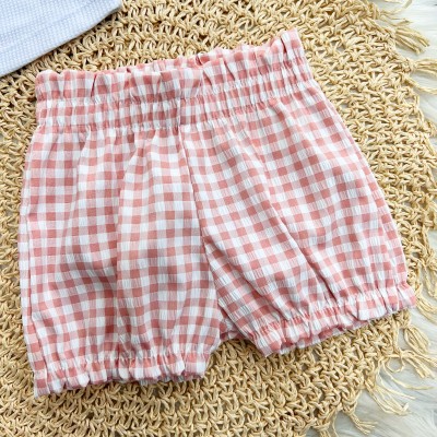 Conj. Regata com Laço e Short Xadrez - Rose e Branco